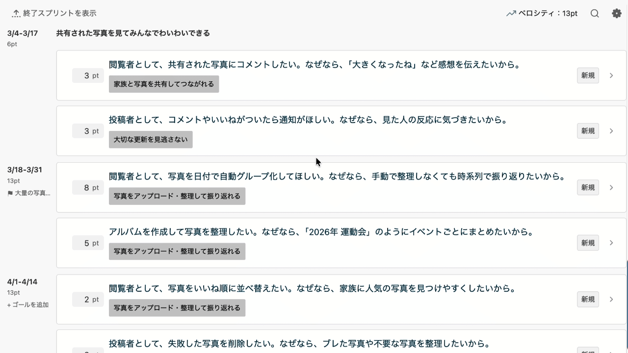 Neoバックログの画面