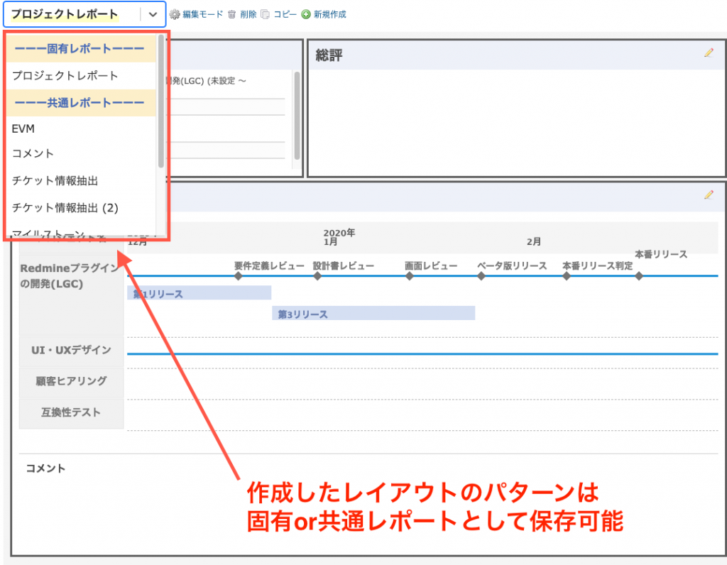 レイアウトパターンの保存機能