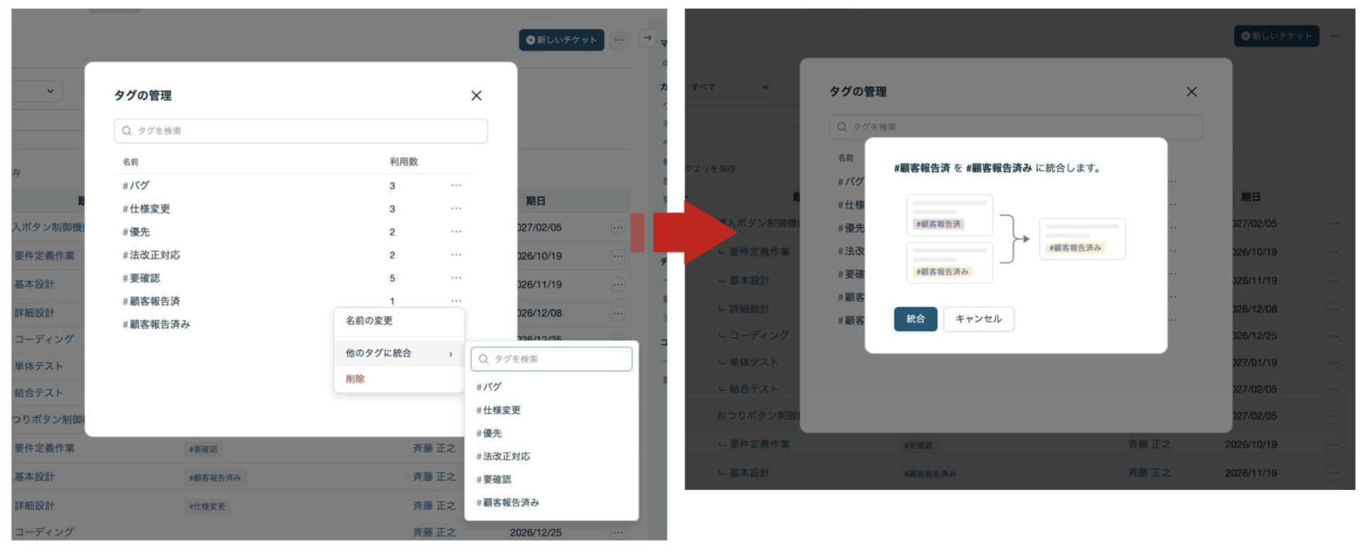 タグの管理：統合